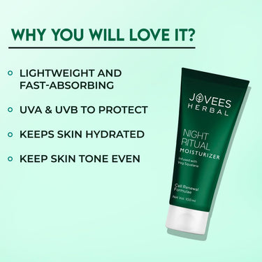 JOVEES Herbal Night Ritual Cream Moisturizer | Prevents Dark Spots | Reduces Fine Line | Skin Renewal & Rejuvenation | Nourishes & Hydrates Skin | Exfoliates |All Skin Types 100Ml